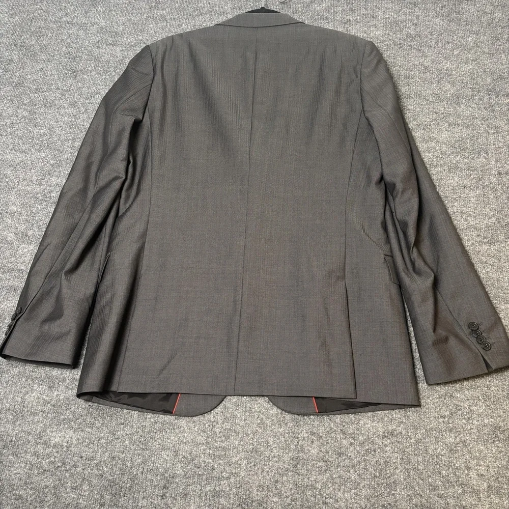 Hugo Boss Suit Jacket Mens 40R Gray Virgin Wool 2 Button Bulgaria Notch Lapel‎